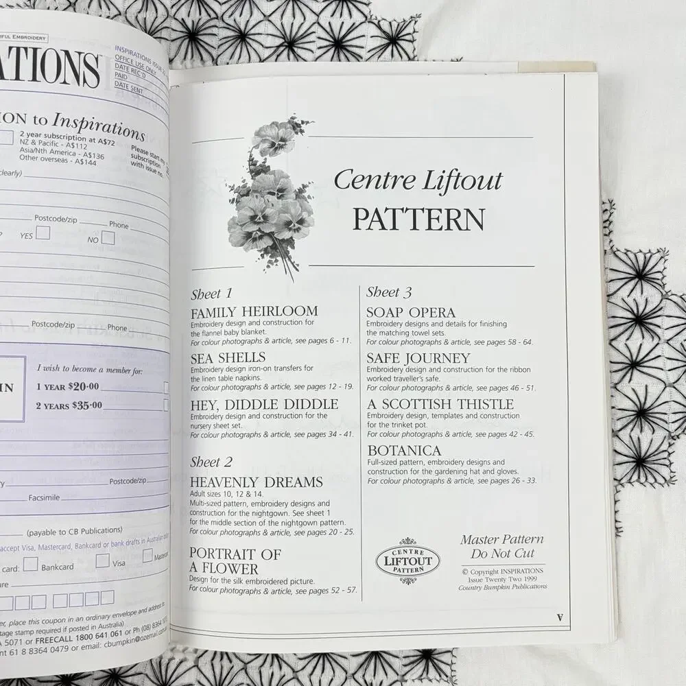 Inspirations Embroidery Magazine 1999 Issue 22 Floral Cottage Seashell Nursery
